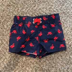 Cat & Jack Navy Shorts with Red Crab Design